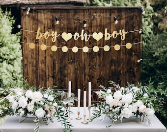 Boy baby shower decorations, boy oh boy banner, oh boy banner, baby boy shower, gold and blue baby shower, baby shower for boys, gold banner