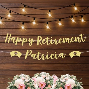 Personalized nurse retirement banner coworker leaving gift nurse retirement party decorations, custom name retirement, going away party gift