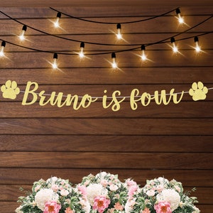 Any age* puppy birthday banner, dog birthday banner personalized, 1st 2nd 3rd 4th birthday banner, dog decorations, paw banner for dogs