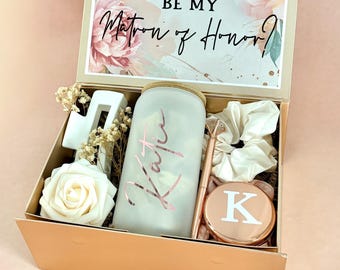 ¿Quieres ser mi dama de honor? Caja de propuesta personalizada, dama de honor, madrina de honor, niña de las flores, regalo de recuerdo, personalizado con nombre