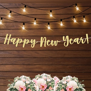Happy new year banner, nye party banner, new years eve party decorations, gold banner party decor, nye 2026 party decorations, feeling 2026