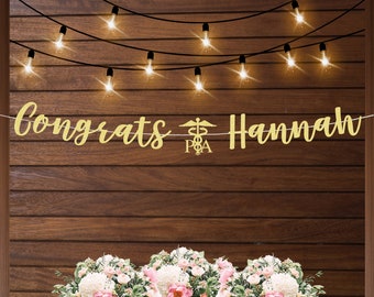 Pancarta de asistente médico, decoraciones para fiesta de graduación, pancarta de graduación de PA, pancarta personalizada de asistente médico, pancarta para fiesta de PA