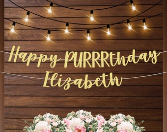 Happy PURRRthday banner, cat lover birthday banner decorations, cat lady themed birthday, cat lover birthday gift, kitten party decorations