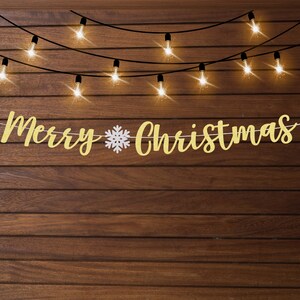 Christmas banner, Merry Christmas banner, gold Christmas sign, holiday banner, Christmas decoration, Christmas decor, gold banner