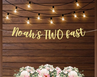 TWO fast birthday decoration banner, two fast banner, vintage race car themed birthday, racecar birthday personalized second birthday banner