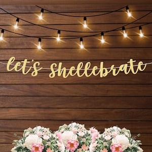 Let&#39;s shellebrate banner, mermaid themed birthday party, under the sea birthday party decorations, cute birthday banner for mermaid party
