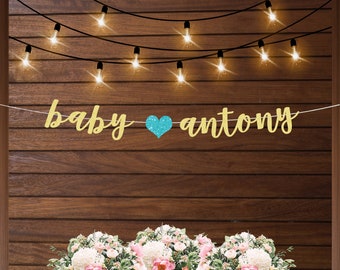 baby shower banner, banner for boy, baby shower personalized banner, gold banner for baby shower, gender reveal banner, custom banner