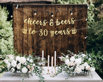 30th, 40th, 50th, 60th, Cheers and beers to 30 years banner, cheers and beers to 30 years, cheers to 30 years banner, 30th banner, dirty 30