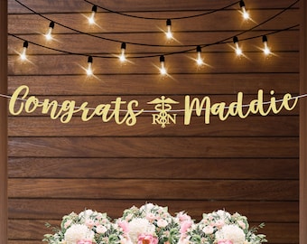 Pancarta de enfermera, decoraciones para fiesta de graduación de enfermera, pancarta de graduación de enfermera, pancarta de graduación de enfermera, pancarta personalizada de enfermera, pancarta de fiesta de enfermera registrada