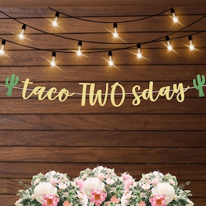 Taco TWOsday banner, Taco TWOsday birthday party decorations, 2nd birthday decor, second birthday Mexican fiesta decorations for boy or girl bild 1