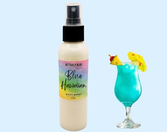 Spray de fragancia corporal con aroma tropical hawaiano azul