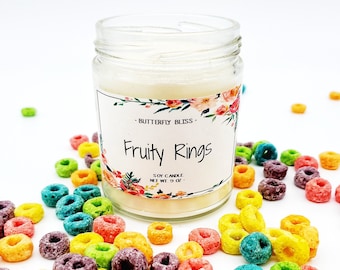Fruit Loops Scented Candle | Cereal Scented Candle | Fruity Scented Candle | Soy Candle | Funny Soy Candle | Gag gift candle | Fruit Loops