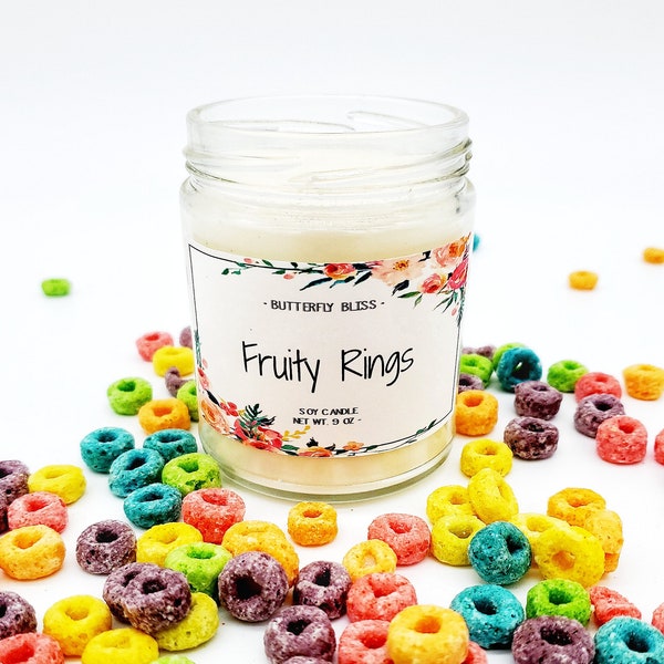 Fruit Loops Scented Candle | Cereal Scented Candle | Fruity Scented Candle | Soy Candle | Funny Soy Candle | Gag gift candle | Fruit Loops