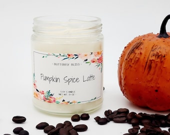 Vela de café con leche y especias de calabaza: vela de soja con aroma a café, decoración otoñal