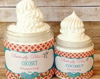 Coconut Whipped Soap | 4 oz Fluffy Soap | Soap Cream | Bath Whip | 8oz fluffy soap | vegan soap | organic soap | natural soap | soap gift