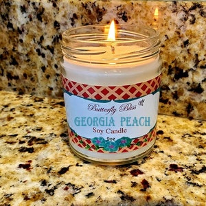 Georgia Peach scented candle | Soy candle | Homemade candle | Natural candle | Highly scented | Hand poured candle | Fruit Candle | Peach