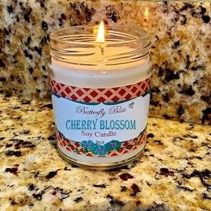 Cherry Blossom Scented Candle | Floral Candle | Strong Scented Candle | Soy Wax Candle | Cherry Blossom | Floral Scent | Fresh Candle