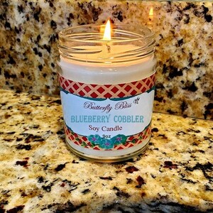 Blueberry Cobbler | Soy Wood Wick Candle | Blueberry Soy Candle | Farmhouse Mason Jar Candle | Candle for Blueberry Lovers | Gift for Mom
