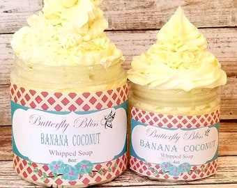 Banana Coconut Whipped Soap | Banana Whipped Soap | Whipped Soap | Shave soap | Sugar Scrub | Bath and Body | Exfoliating soap | Soap