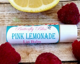 organic lip balm | beeswax lip balm | pink lemonade lip balm | pink lemonade scented | natural lip balm | handmade lip balm | soft lips