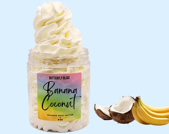 Whipped Shea butter | banana coconut whipped body butter | natural lotion | banana coconut body butter | body butter | banana coconut lotion