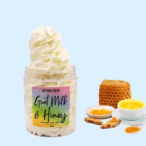 Goat milk and honey body butter in 4oz and 8oz