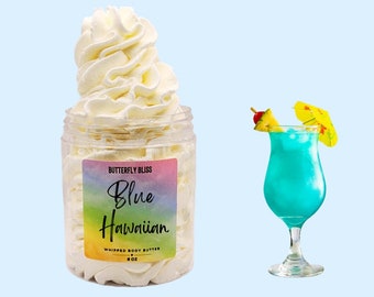 Tropical Whipped Body Butter | Blue Hawaiin Body Lotion | Coconut Whipped Shea Butter | Spring Break gifts for friends | Beach Vacation gift