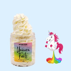 Unicorn farts body butter in 4oz and 8oz