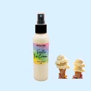 Vanilla Ice Cream Body Spray Mist | Creamy Vanilla Bean & Buttery Milk Scent | Sweet Cozy Perfume for Women | Vanilla Spray | Ice Cream Gift