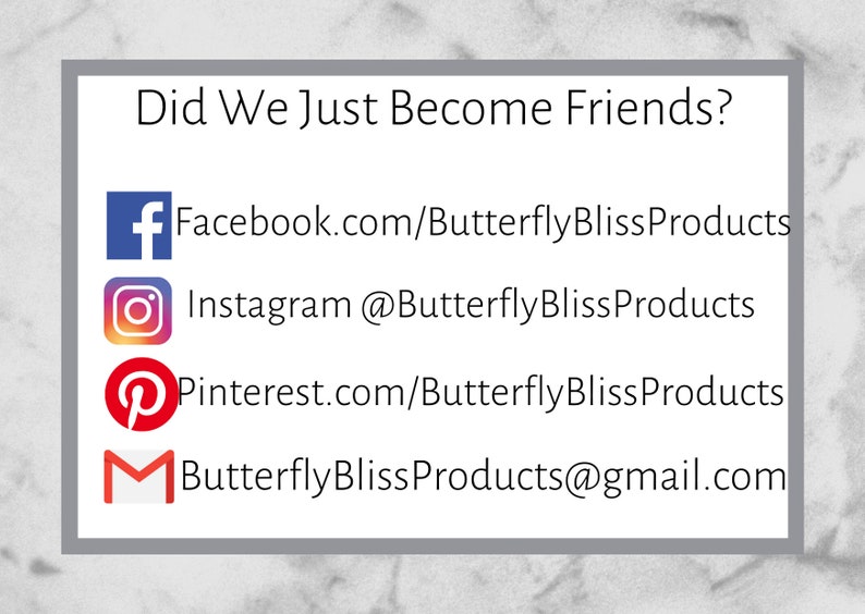 Puede incluir: Un gr&aacute;fico con el texto "Did We Just Become Friends?" e iconos y enlaces de redes sociales para Facebook, Instagram, Pinterest y correo electr&oacute;nico.