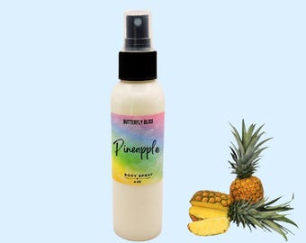 Mgiełka do ciała Pineapple Body Spray Mist | Tropikalny zapach z bananem, wanilią i kokosem | Letnie perfumy dla kobiet | Zapach plażowy | Perfumy Pineapple