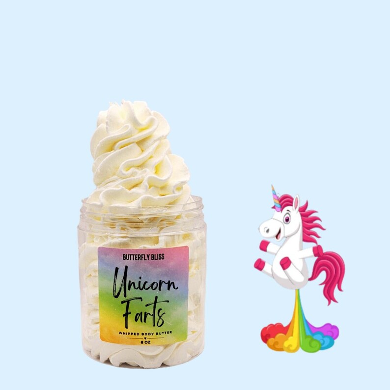 Unicorn farts body butter in 4oz and 8oz