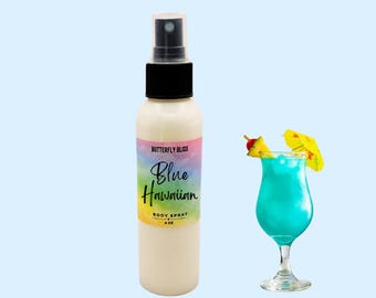 Perfumy w sprayu Blue Hawaiian | Tropikalna mgiełka z ananasem i kokosem dla kobiet | Zapach na letnią plażę | Wegański, bezalkoholowy prezent zapachowy