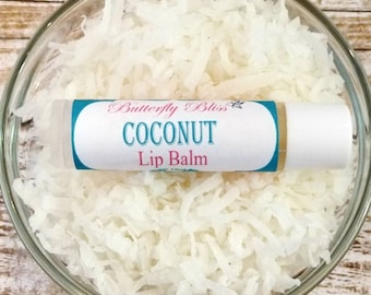 Bálsamo labial de coco / Bálsamo labial de cera de abejas / Bálsamo labial totalmente natural / Bálsamo labial hecho a mano / Bálsamo labial hidratante / Bálsamo natural / Bálsamo de coco / bálsamo