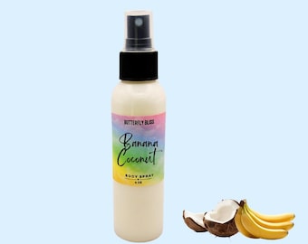 Mgiełka do ciała Banana Coconut | Kremowy, tropikalny zapach z mlekiem kokosowym, bananem i nektarem pomarańczowym | Perfumy Island w prezencie | Banana Coconut