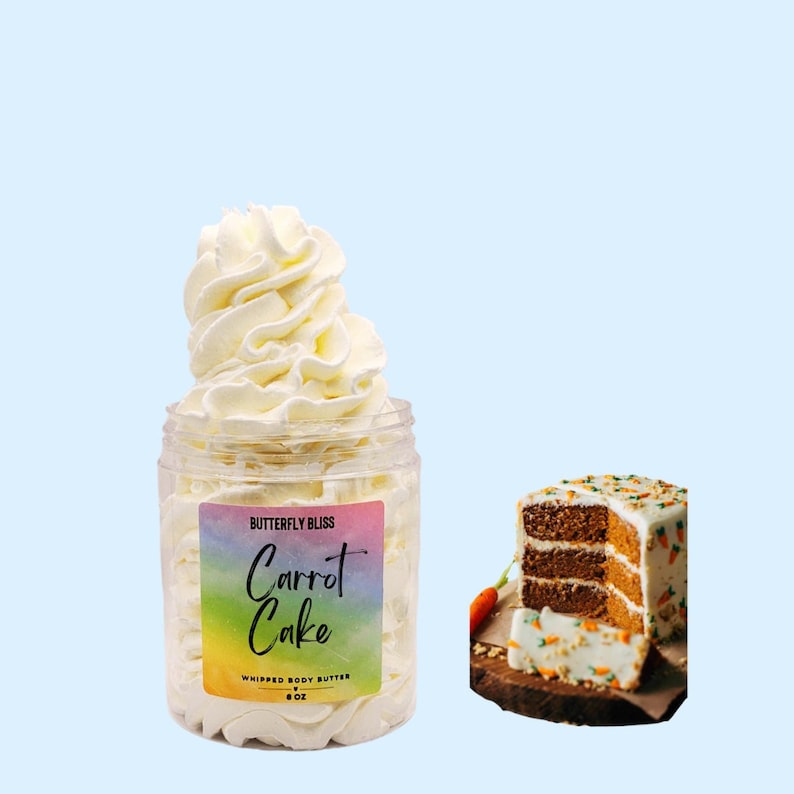 Carrot Cake body butter in 4oz and 8oz.
