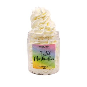 Toasted Marshmallow Body Butter | Sweet Campfire Scent | Vegan Whipped Lotion | 4 oz & 8 oz | Handmade Moisturizer | Marshmallow Gift