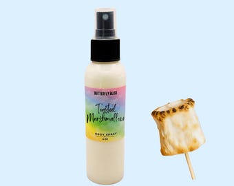 Spray corporal de malvavisco tostado / Bruma de vainilla dulce y azúcar inspirada en el otoño / Regalo con aroma a fogata / Vegano / Spray corporal de malvavisco y vainilla