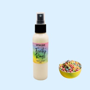 Fruity Rings bodyspray | Zoete granengeur | Leuk ontbijtgranenparfum voor dames en kinderen | Fruity Rings-parfum | Granencadeau voor kinderen