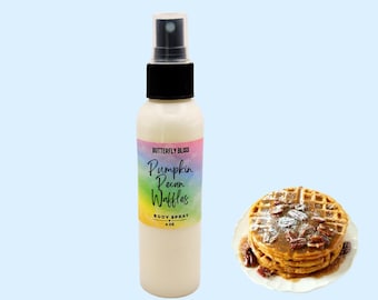 Spray corporal de waffles de calabaza y nuez pecana / Bruma de arce dulce y nuez pecana tostada / Perfume otoñal / Spray corporal natural sin alcohol / 113 ml, 236 ml y 473 ml