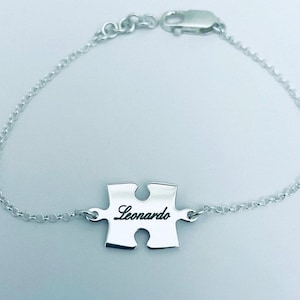 Puzzle bracelet in 925 silver with personalized engraving