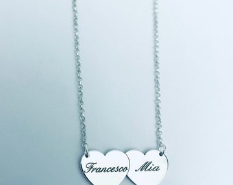 Heart necklace with personalized engraving in 925 silver