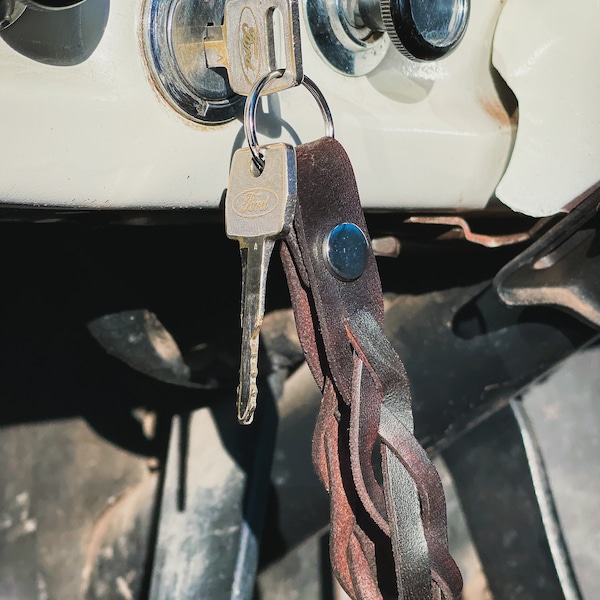 Leather Braided Keychain Loop