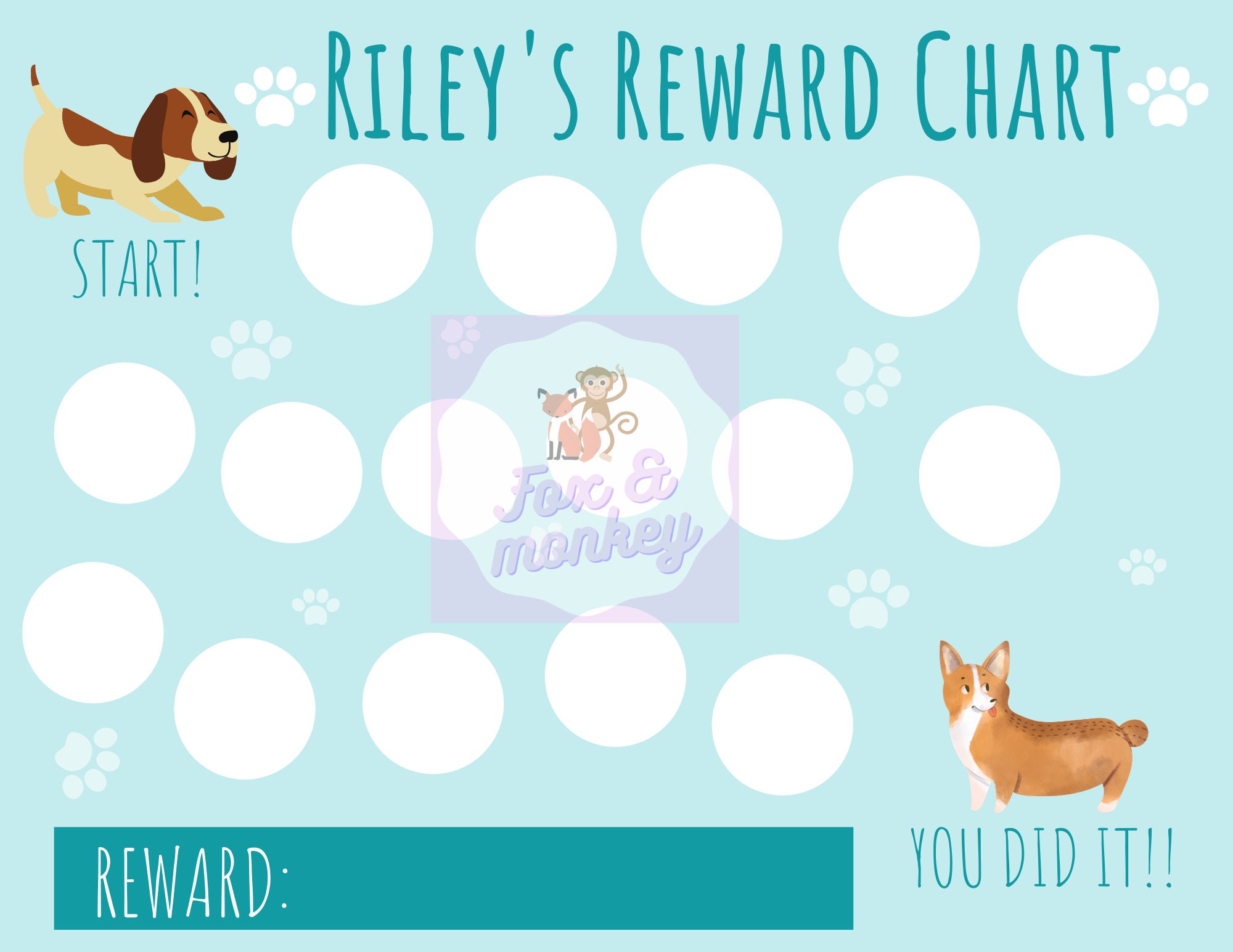 Kids reward chart Dog reward chart reward chart puppy | Etsy