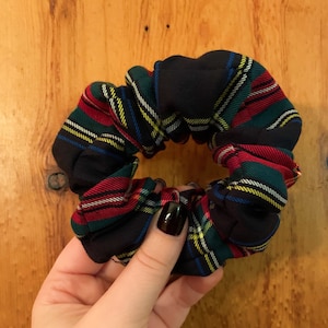 Handmade Cotton Holiday Tartan Hair Scrunchie