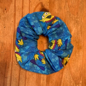 Handmade Cotton Green Aliens Hair Scrunchie