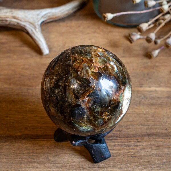 Rare Phlogopite, Golden Mica Flash Sphere  64mm, #1  Sparkling Mica Sphere, Natural  Mica Ball Crystal Sphere,  Crystal Sphere Collection