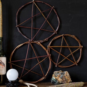 Primitive pentagram, wiccan symbol, pentacle, handmade twigs Celtic Pagan Samhain Witch rituals tool twig pentacle