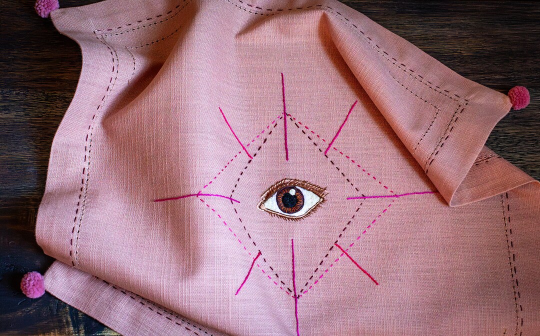 Hand-embroidered All-seeing Eye Altar Cloth: Dusty Pink Cotton - Etsy