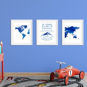 Be Strong and Courageous / Joshua 1:9 / Watercolor Map / Scripture Printable / Baby Shower Gift / Instant Download / First Birthday Gift